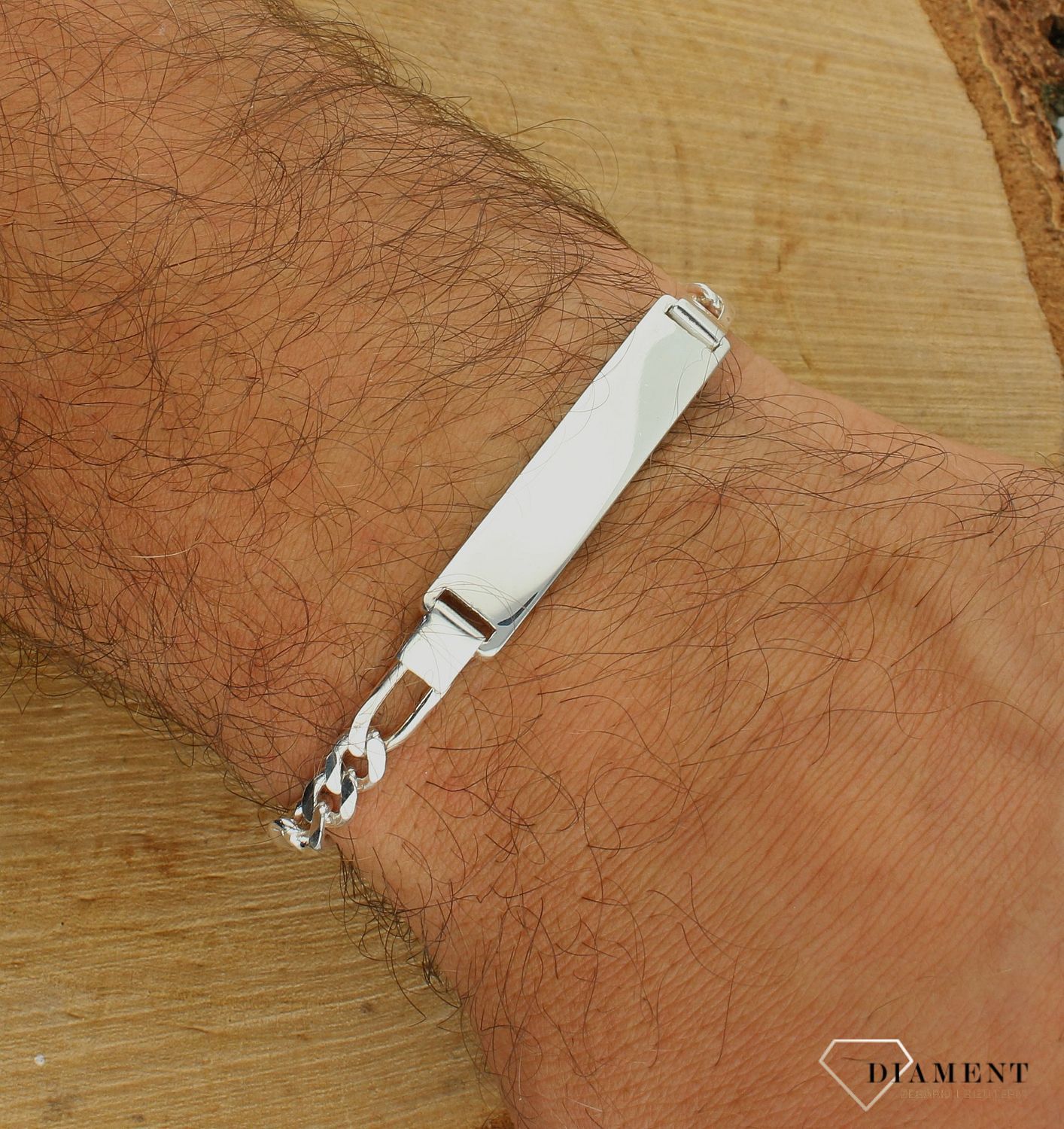 Bransoleta srebrna 925 figaro 5 mm z blaszką DIA-BRA-11515-925 5mm. Srebrna bransoletka męska. Srebrna bransoletka z blaszką. Bransoletka srebrna gruba. Bransoletka srebrna na prezent dla mężczyzny..jpg